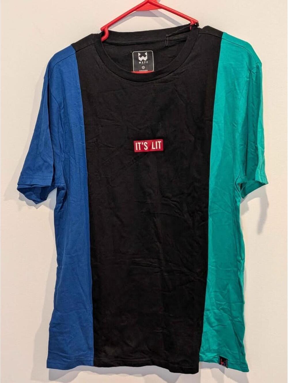 WXYZ Mens Color Block "IT'S LIT" Graphic Tee Size L